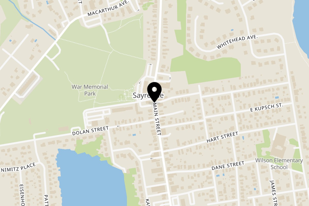 Map showing the location of Truly Thai Restaurant on 1 Haag St in Sayreville